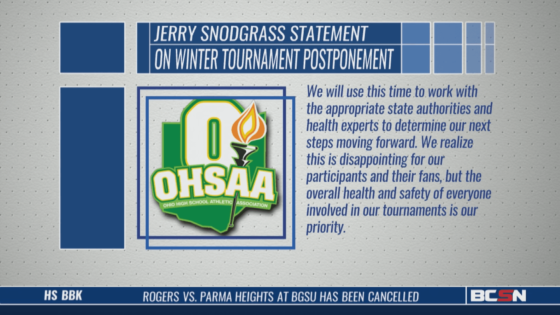 OHSAA Suspends Winter Sports Tournaments