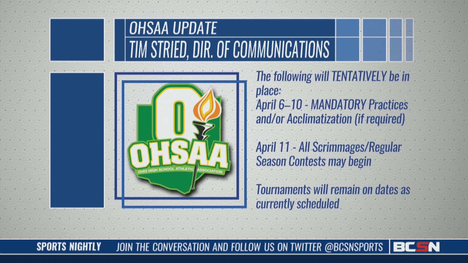 OHSAA Sets Timeline for Return of Spring Sports