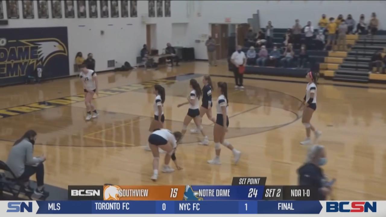 Notre Dame Sweeps Southview, Claims Volleyball District Crown