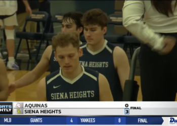 Siena Heights Sweeps Aquinas in Hard-Fought Match