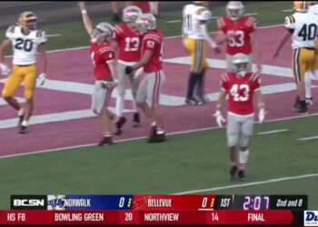 Bellevue Walks Over Norwalk In 19-0 Win