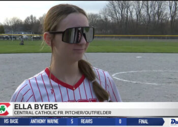 Central Catholic Freshman Ella Byers Leads Her Team to the 11-1 Victory Over St. Ursula