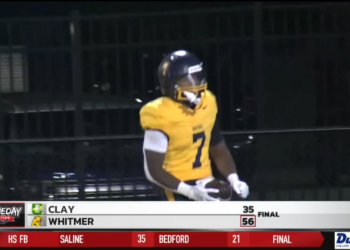 Jamon Holmes Drops 206 Yards, Six Touchdowns As Whitmer Downs Clay 56-35