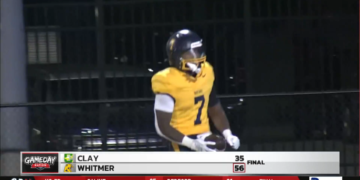 Jamon Holmes Drops 206 Yards, Six Touchdowns As Whitmer Downs Clay 56-35