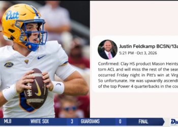 Pitt QB, Clay Alum Mason Heintschel Tears ACL, Will Miss Remainder Of Season
